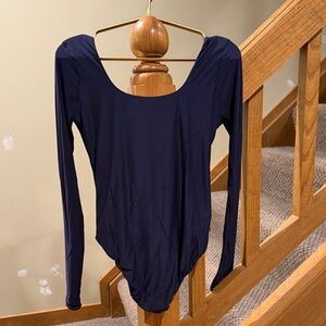 aerie Deep Navy Long Sleeve Scoop Neck Bodysuit